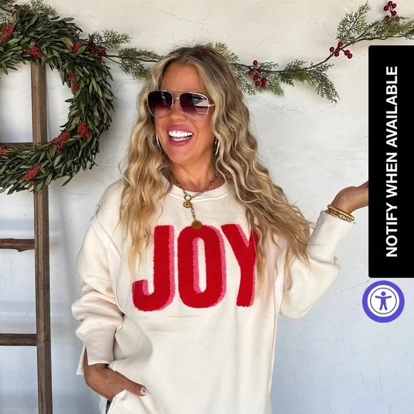 Blakeley Cream Sweatshirt with Red 'JOY' - Picture 2 of 3